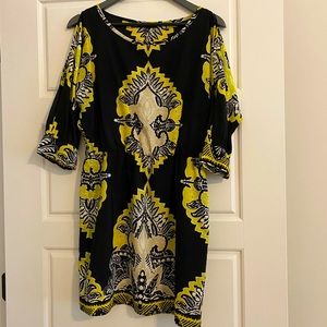 Black dress with bold designs and subtle cutouts